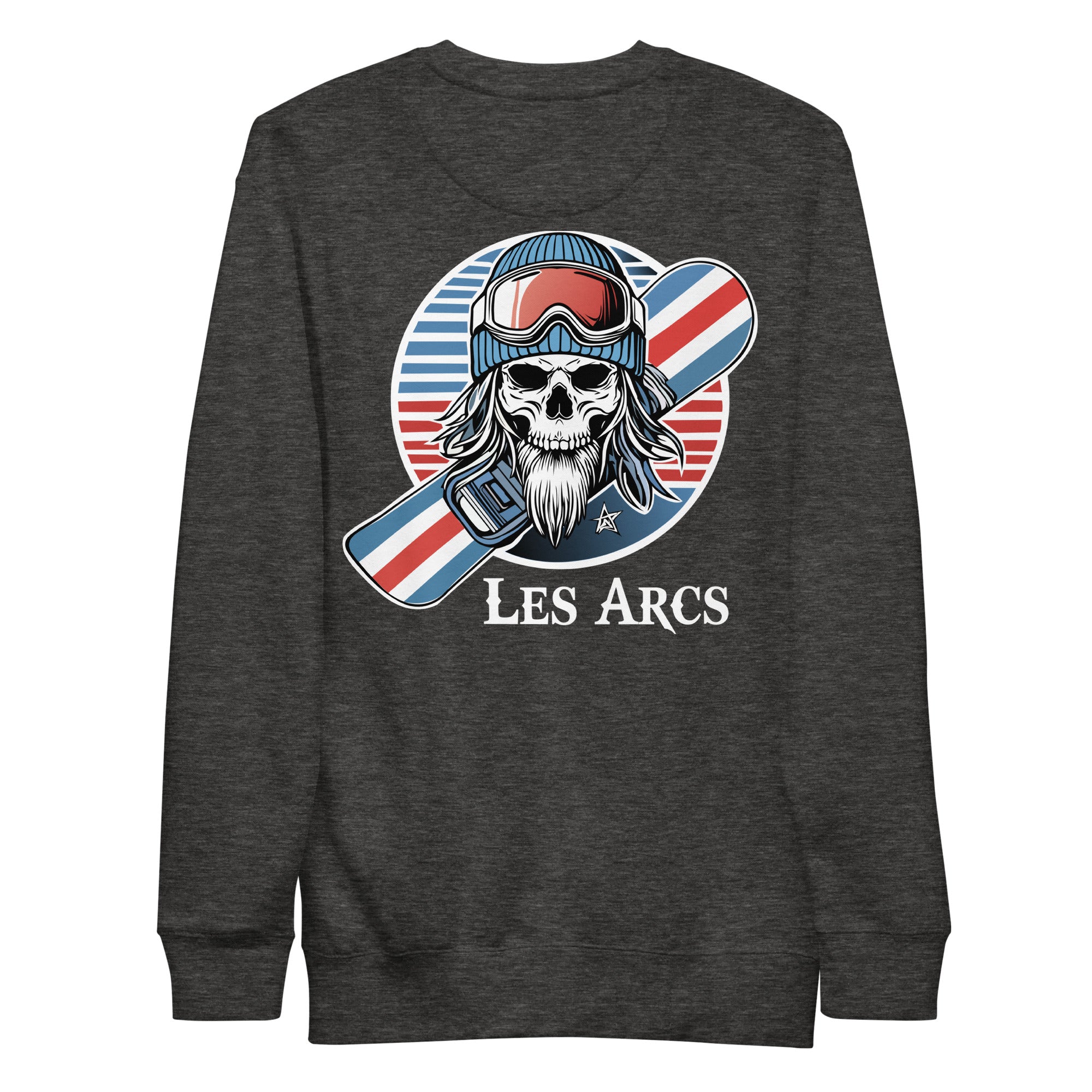 Sweat-shirt unisexe de ski et de snowboard Les Arcs avec notre design de snowboarder Snow Bones