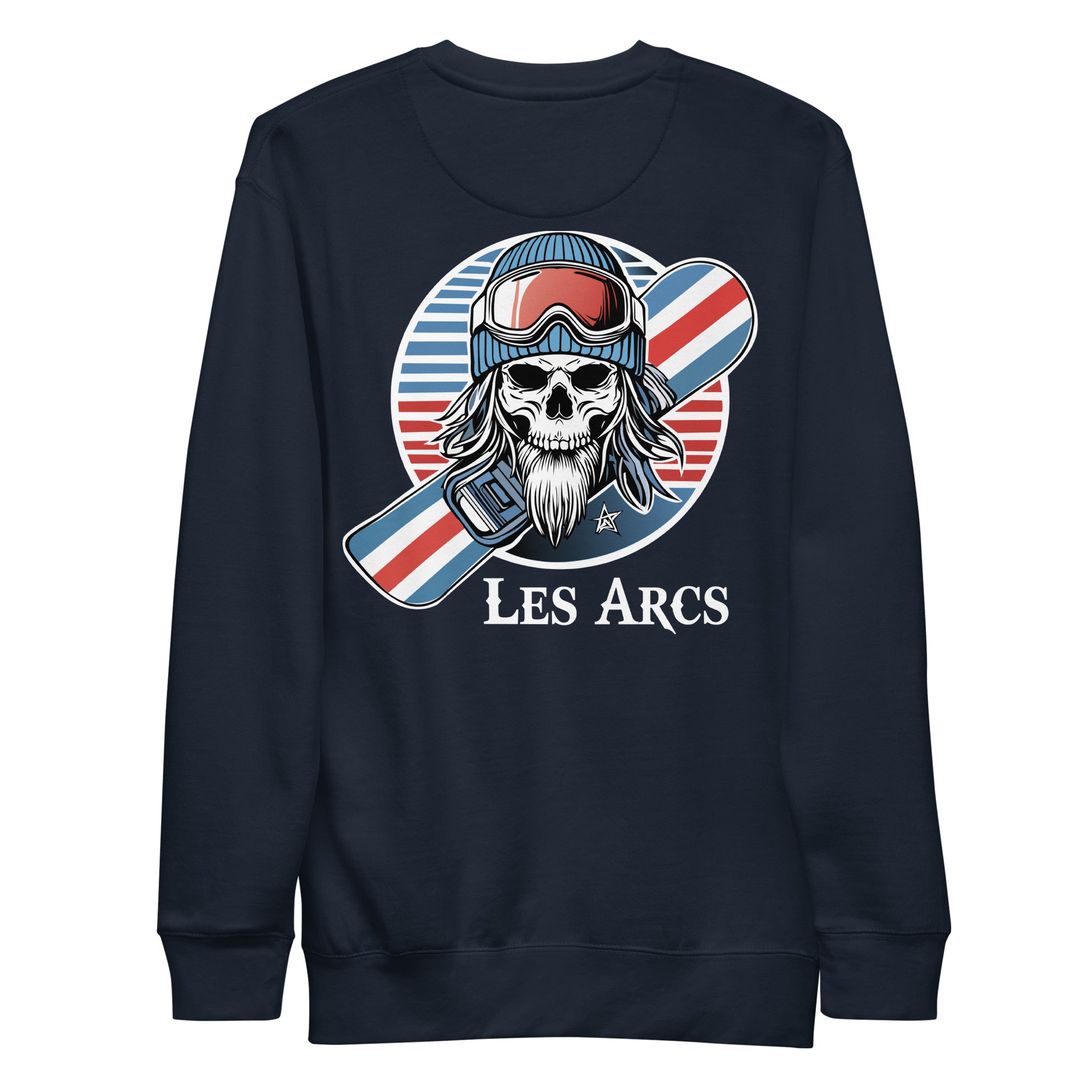 Sweat-shirt unisexe de ski et de snowboard Les Arcs avec notre design de snowboarder Snow Bones